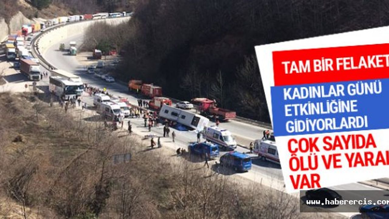 Sendika üyelerini taşıyan otobüs devrildi ölenler ve yaralılar var