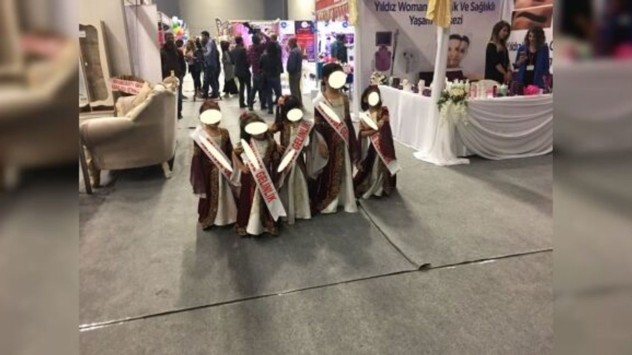 Van'da Evlilik fuarında çocuklar gelinlik tanıtımı için dolaştırıldı