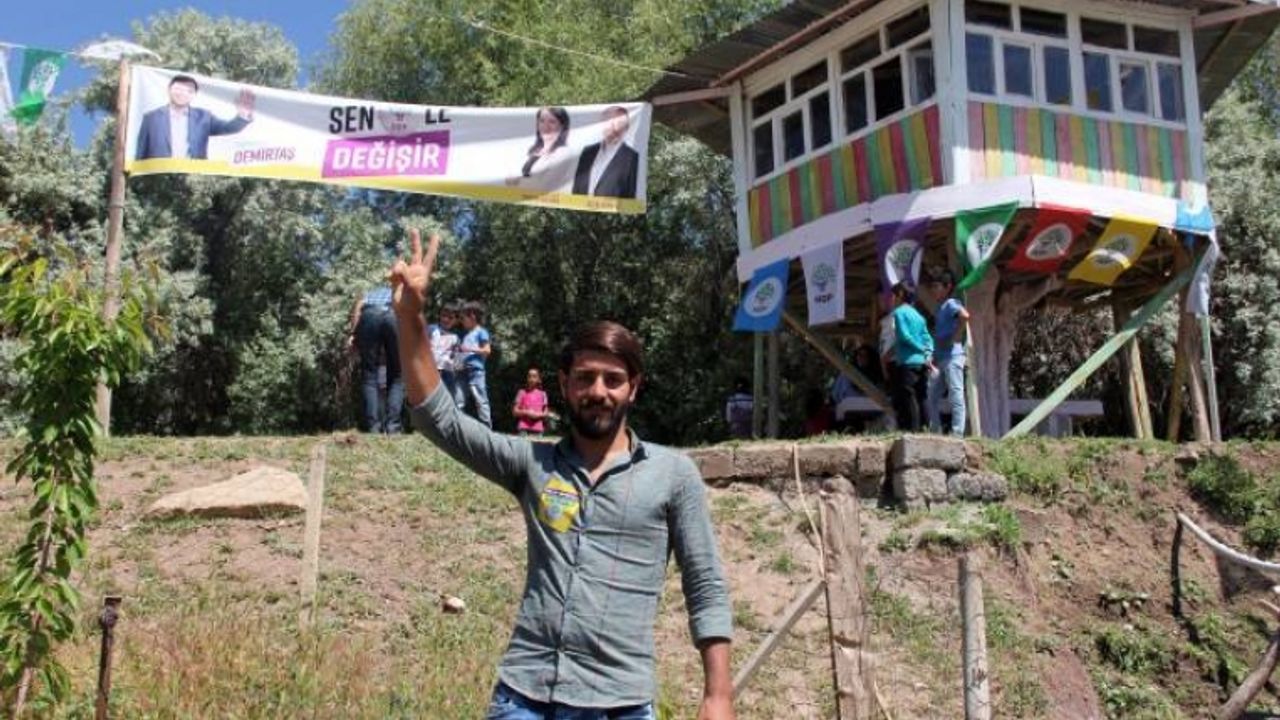 Van'da Ağaç evden HDP seçim bürosu yaptılar