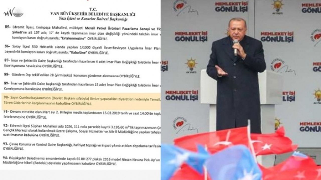 Erdoğan'ın Van mitinginin masraflarını belediye karşıladı