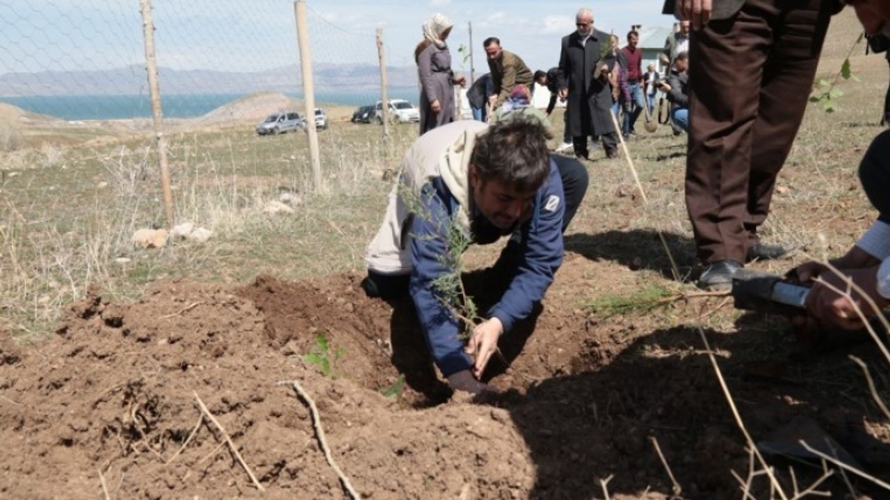 Van'da depremde yaşamını yitirenlerin anısına fidan dikildi