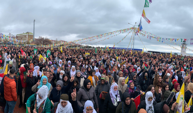 Erciş'te Newroz coşkusu kar kış dinlemedi binlerce yurttaş alana akın etti