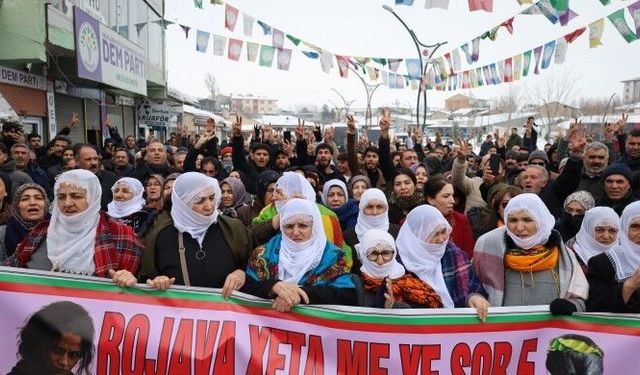Erciş’te Rojava’ya yönelik saldırılar protesto edildi; Eşbaşkan Baran Bilici eyleme katılmadı